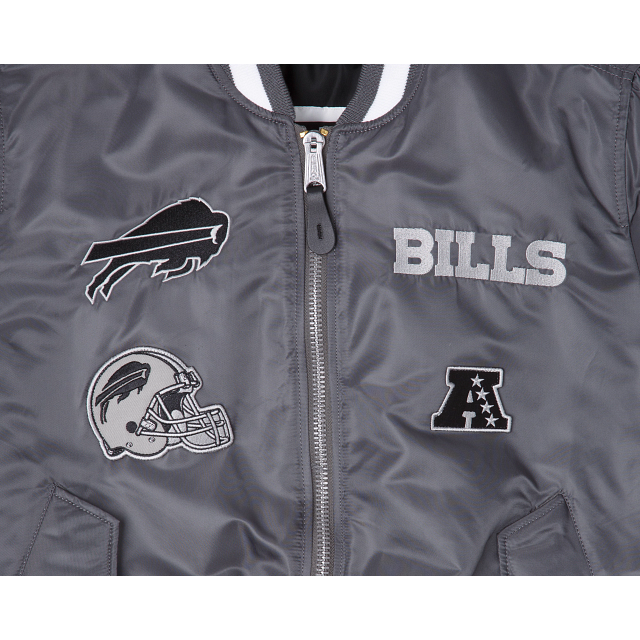 Alpha Industries X Buffalo Bills Gray MA-1 Bomber Jacket