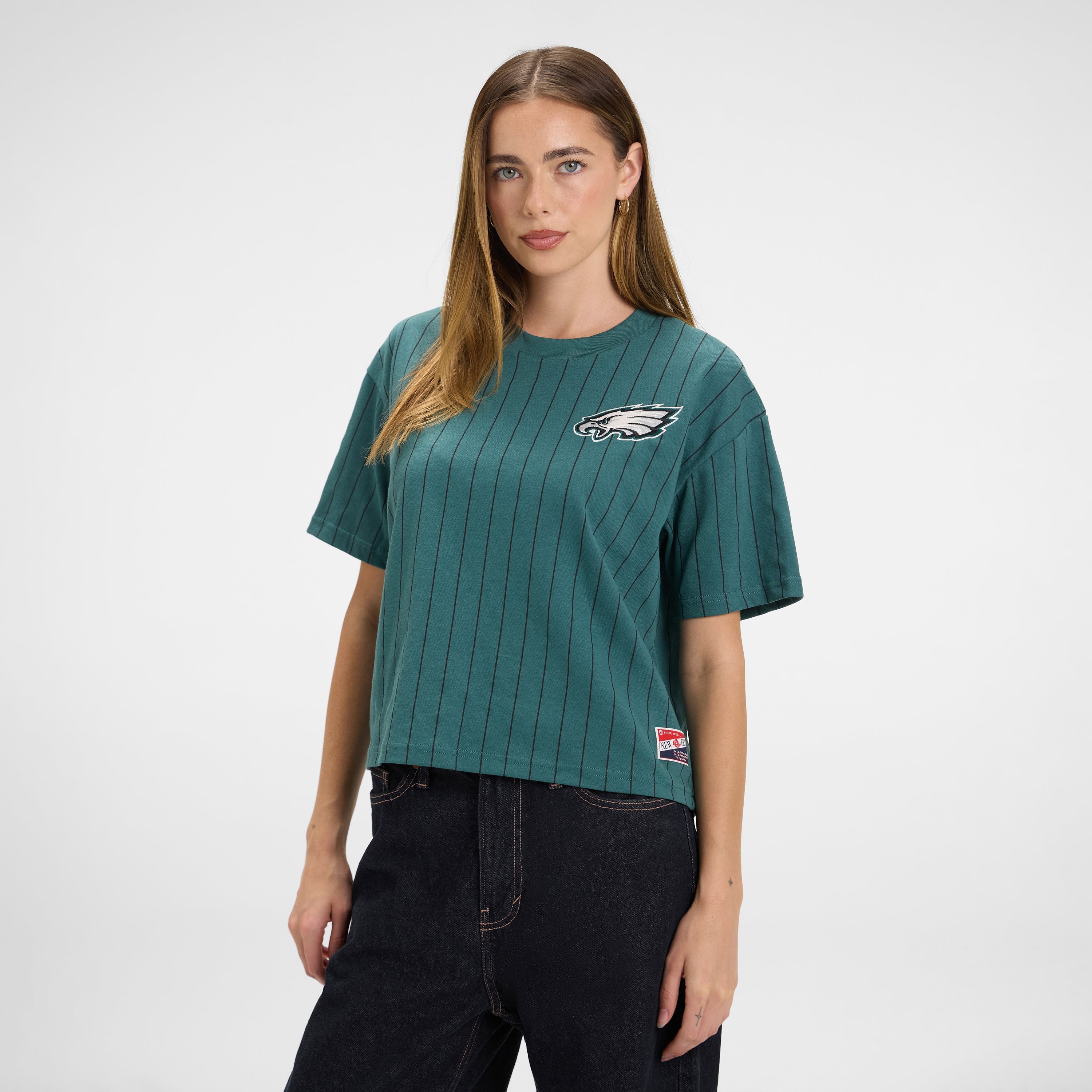 Las Vegas Raiders Throwback Women's Cropped Pinstripe T-Shirt