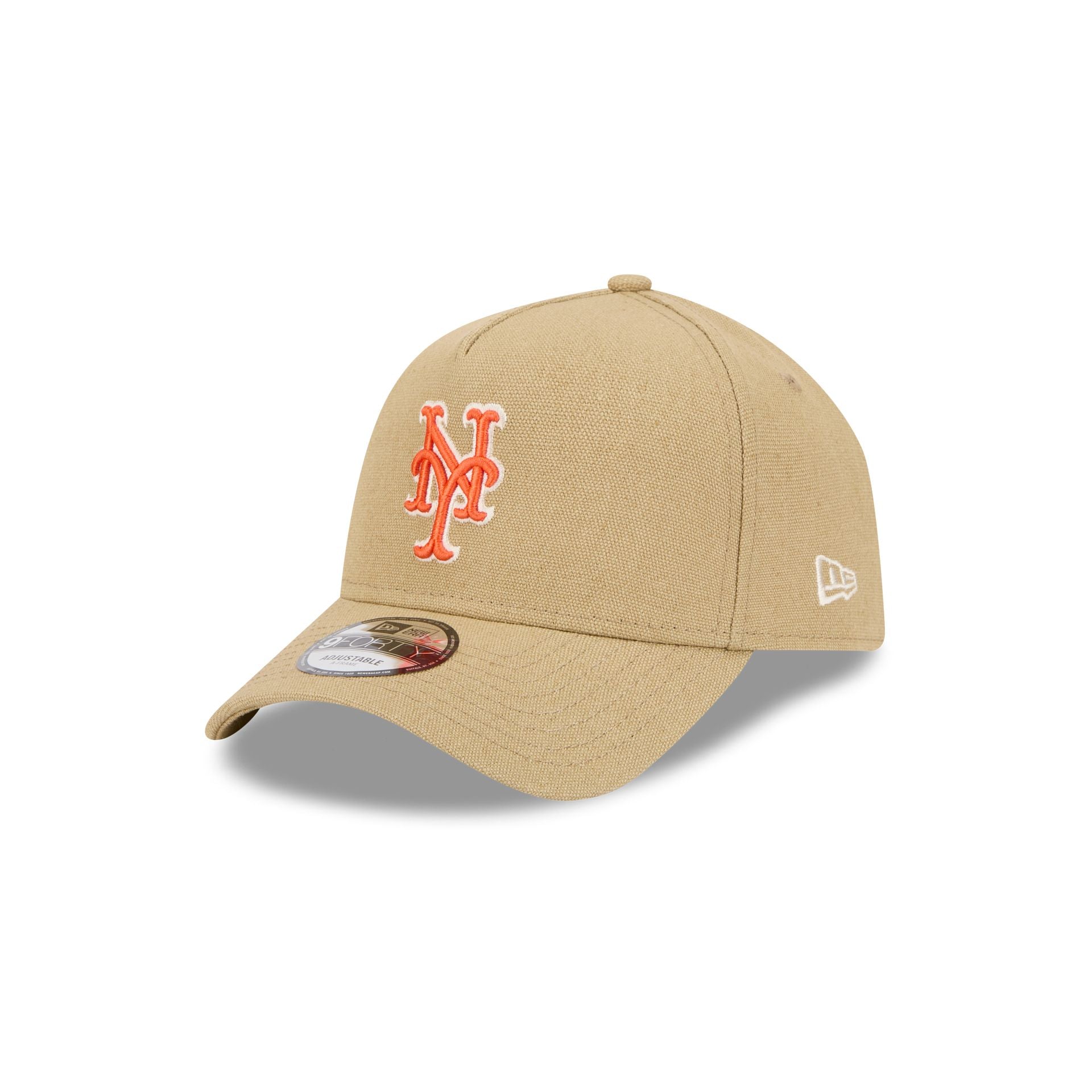 New York Mets Logo Essentials Khaki 9FORTY A-Frame Snapback Hat