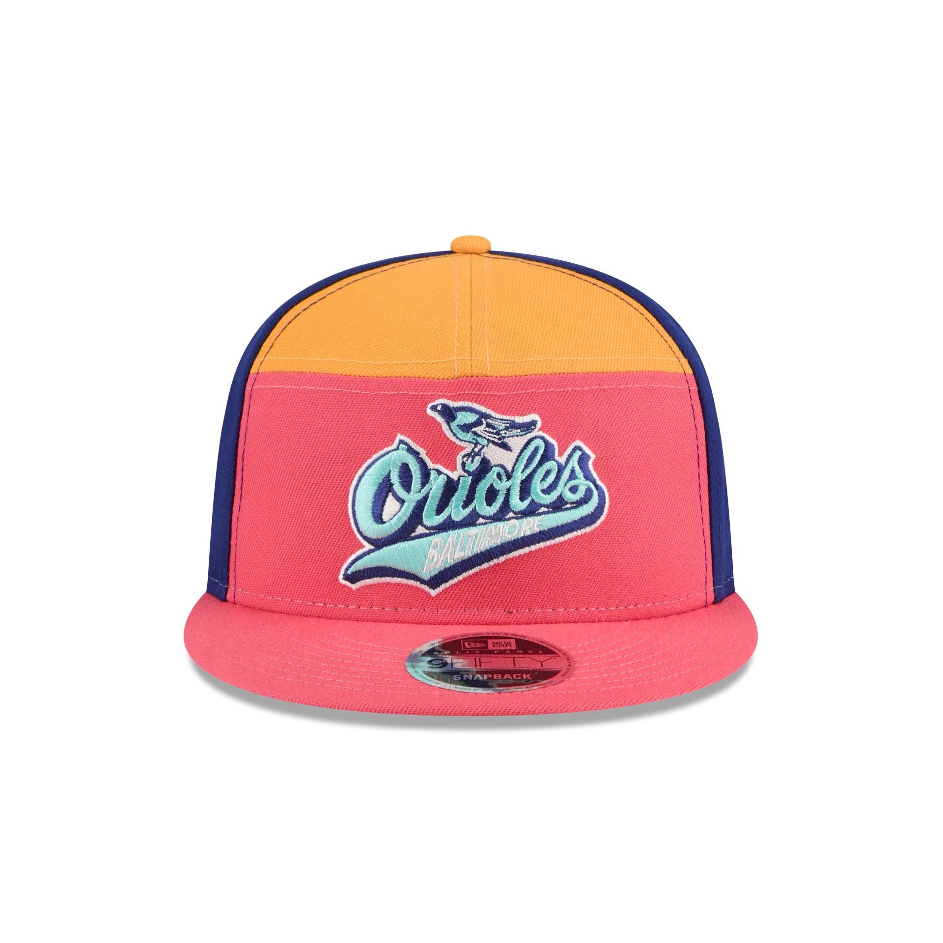 Baltimore Orioles Coral Split Panel 9FIFTY Snapback Hat