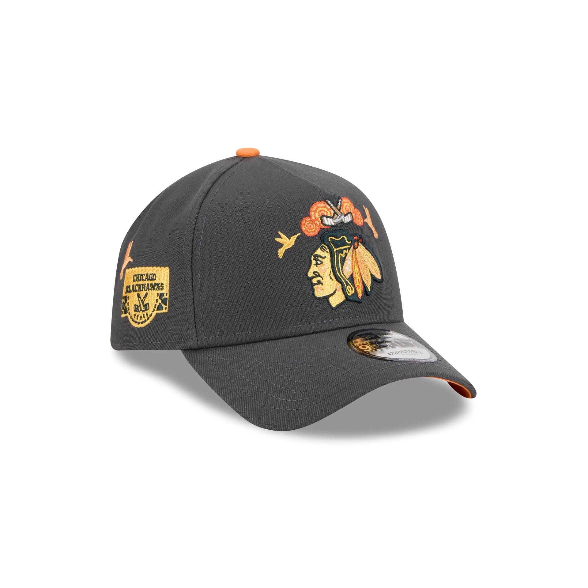 Chicago Blackhawks Day of the Dead Graphite 9FORTY A-Frame Snapback Hat