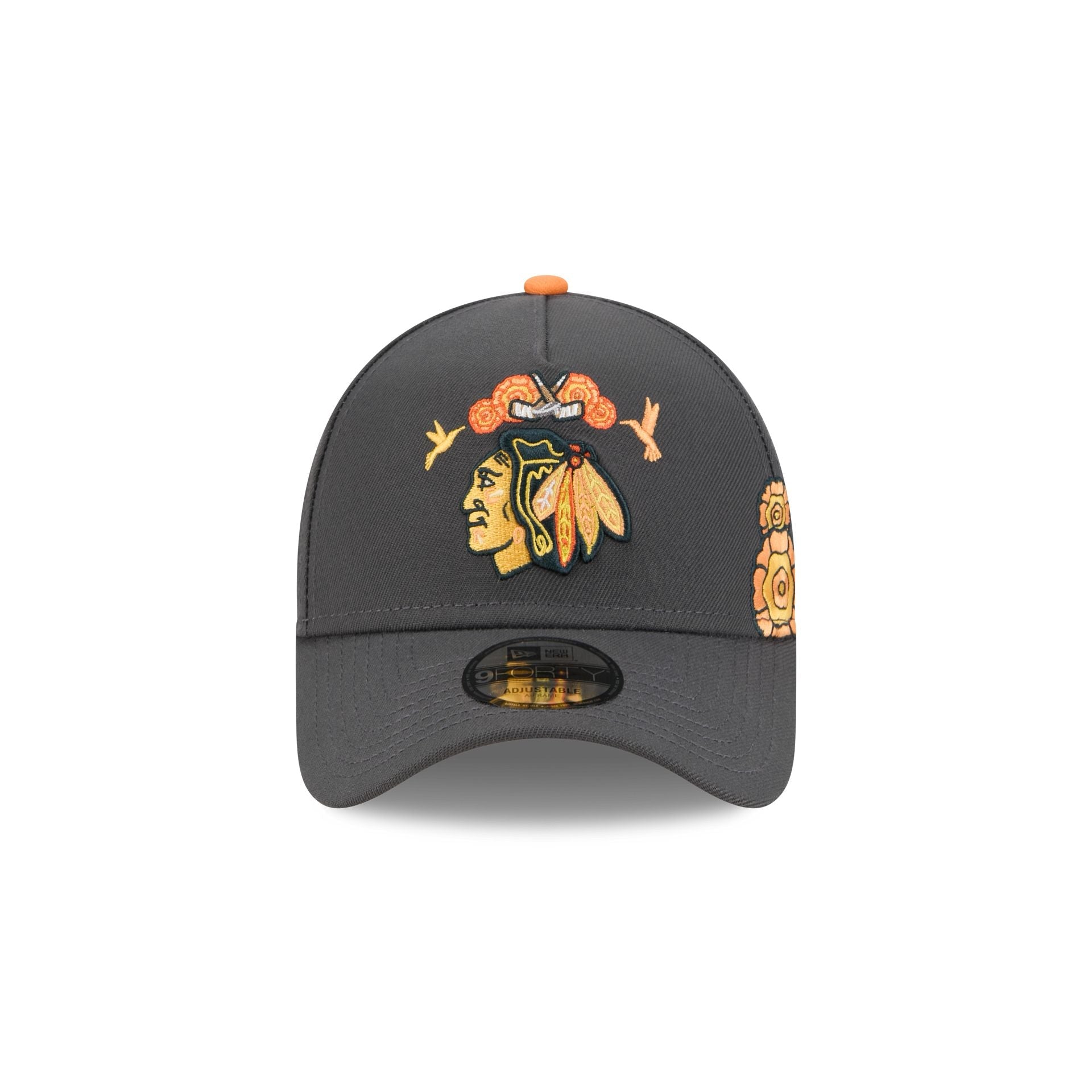 Chicago Blackhawks Day of the Dead Graphite 9FORTY A-Frame Snapback Hat