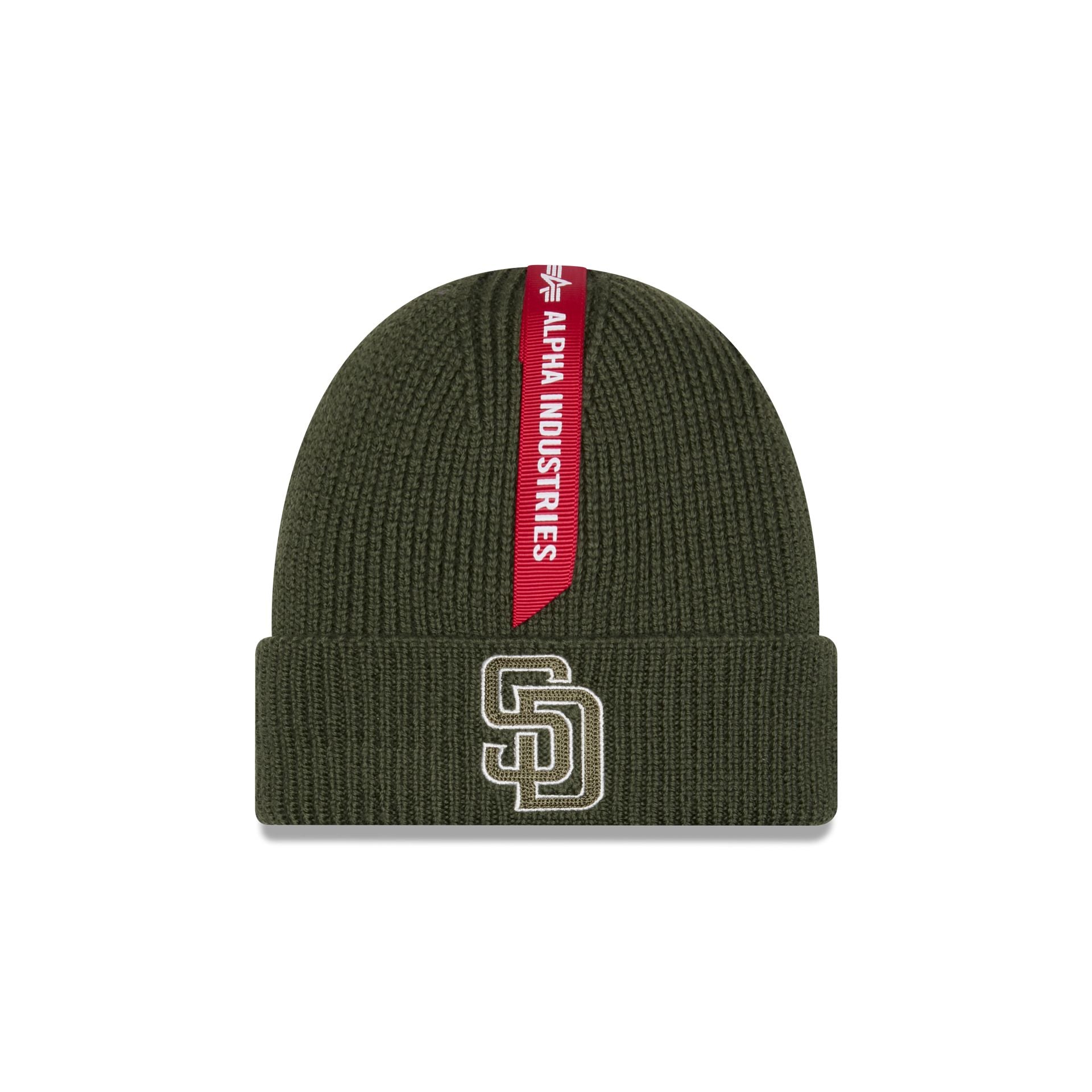Alpha Industries x San Diego Padres Olive Green Cuff Knit Hat
