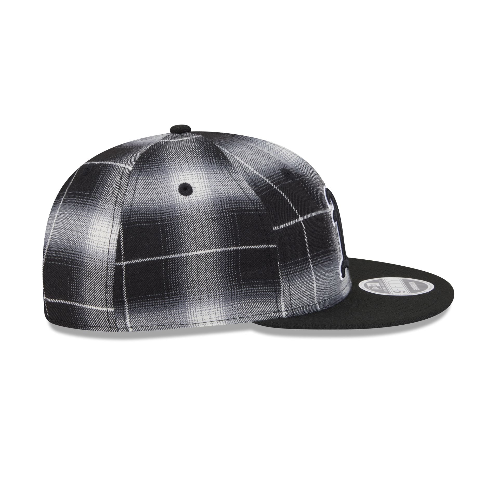 Athletics Black and White Plaid Retro Crown 9FIFTY Snapback Hat