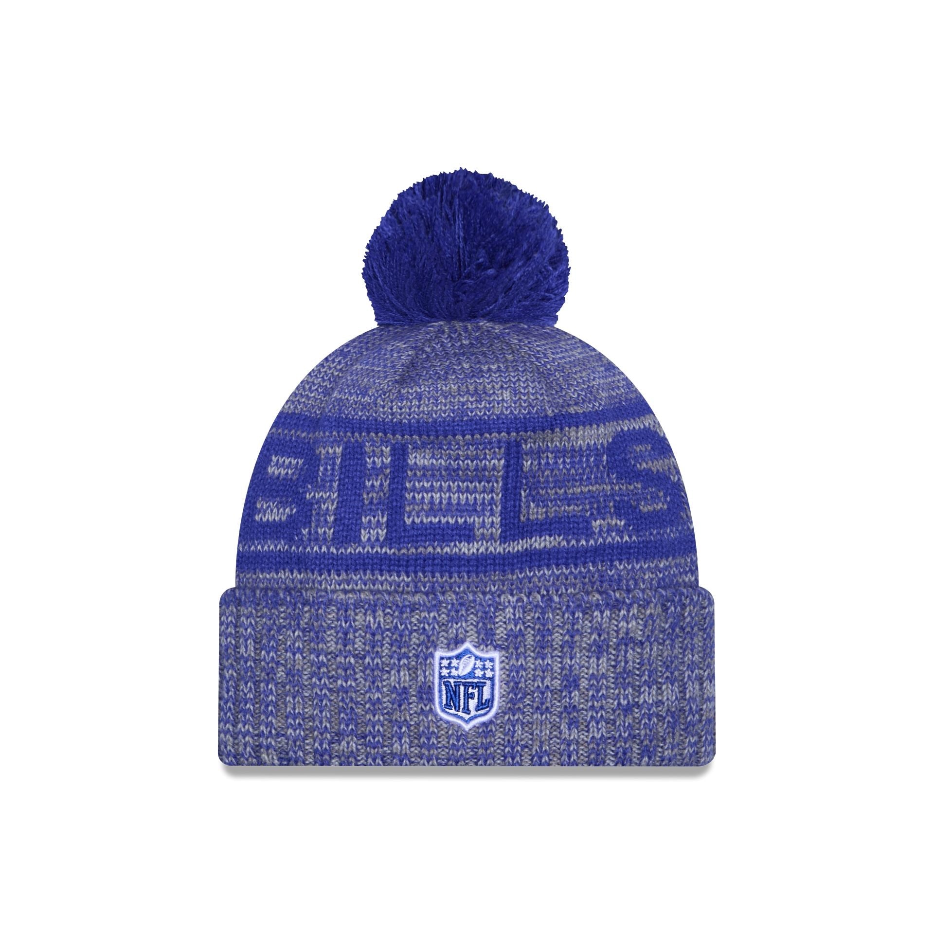 Buffalo Bills 2025 Sideline Cold Weather Gray Pom Knit Hat