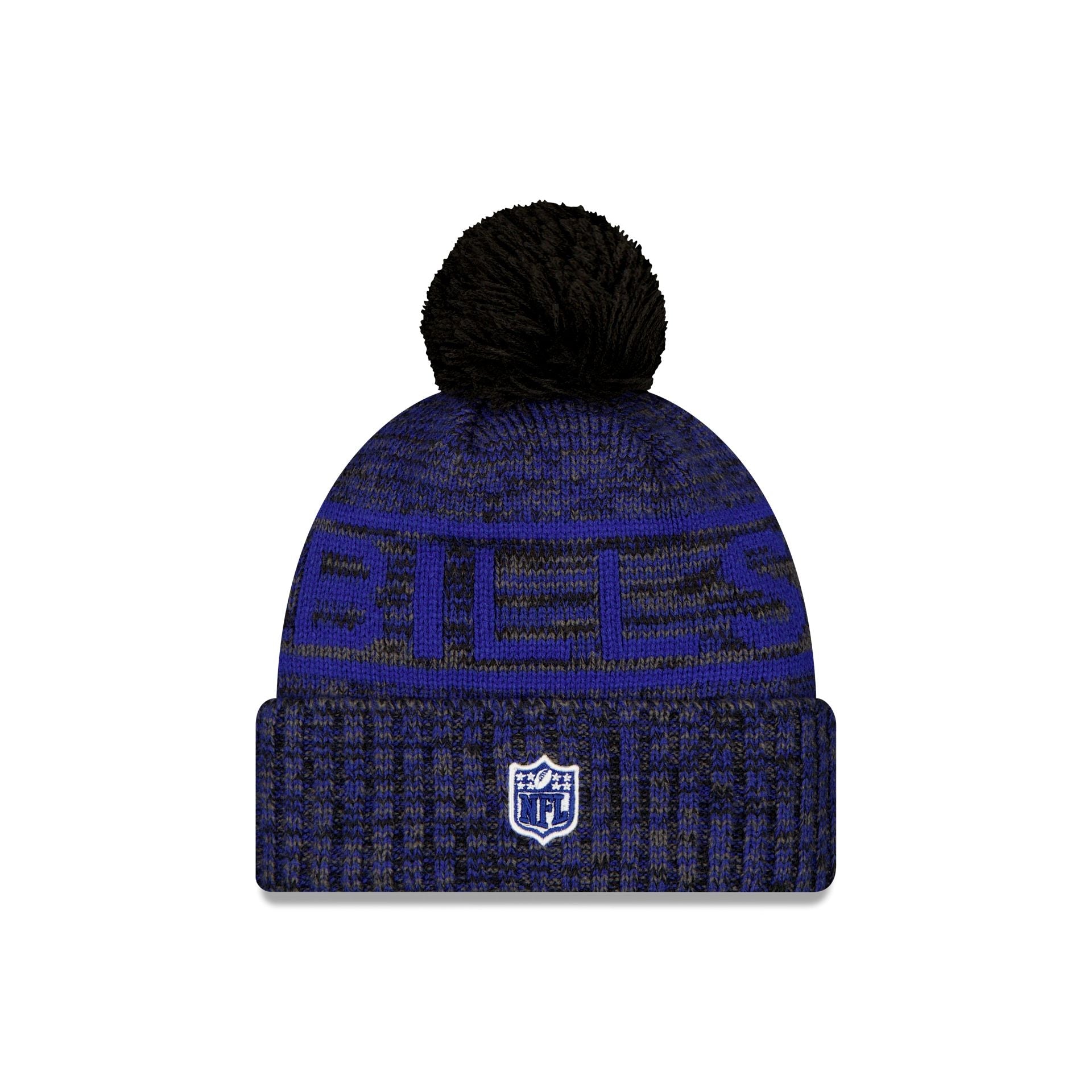Buffalo Bills 2025 Sideline Cold Weather Black Pom Knit Hat