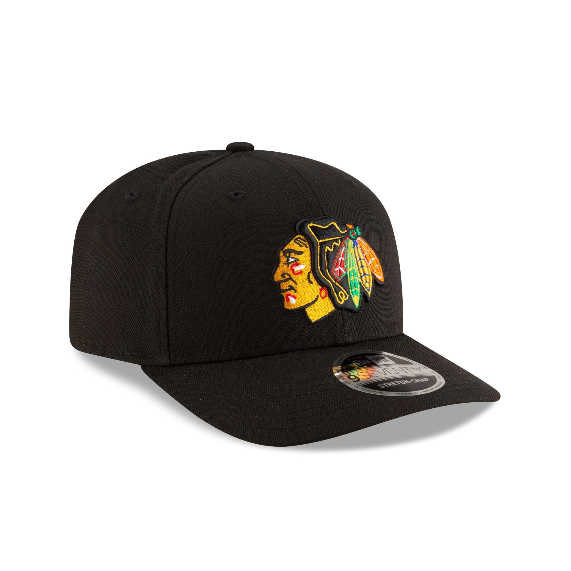 Chicago Blackhawks Team Black 9SEVENTY Stretch-Snap Hat