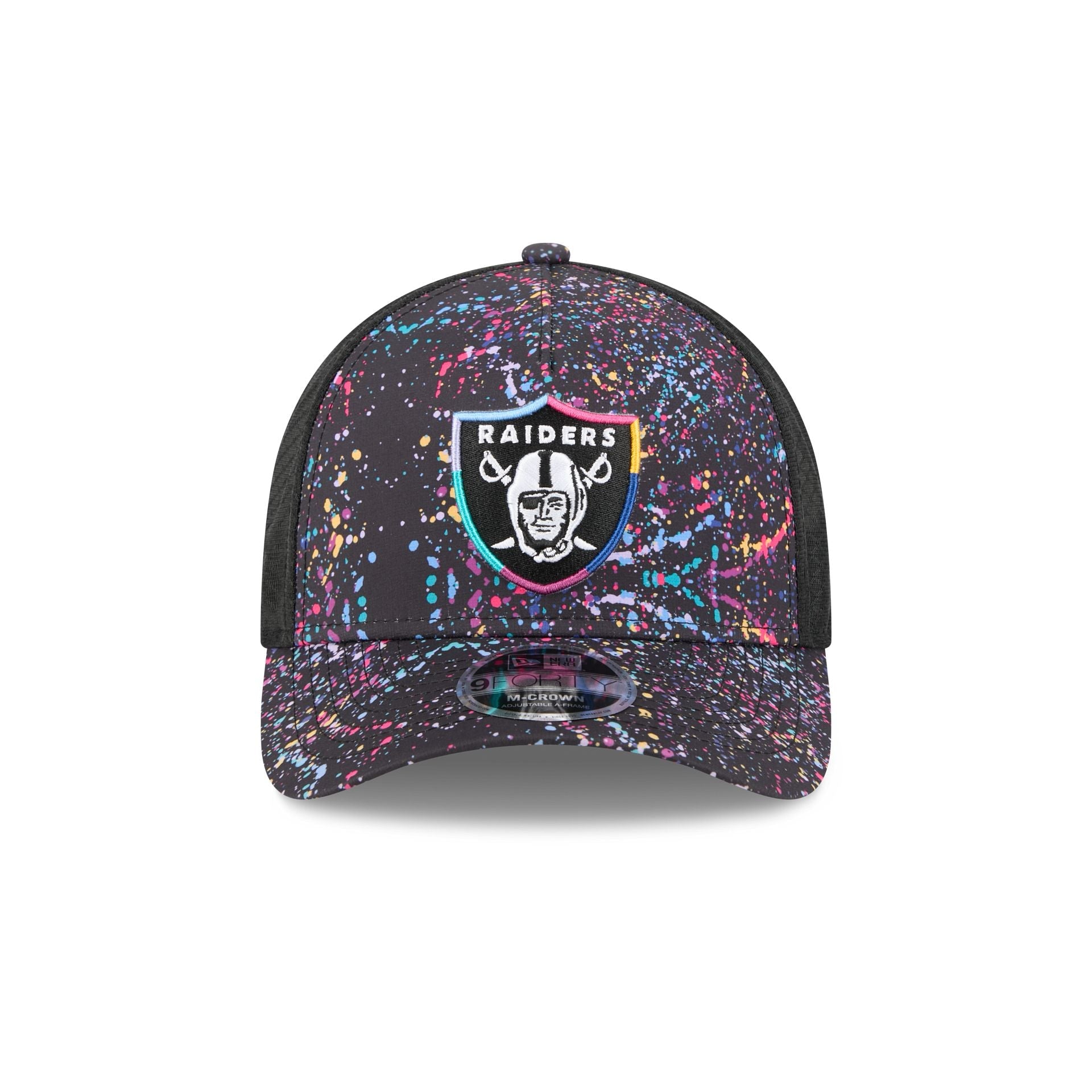 Las Vegas Raiders 2025 Crucial Catch 9FORTY M-Crown A-Frame Trucker Hat