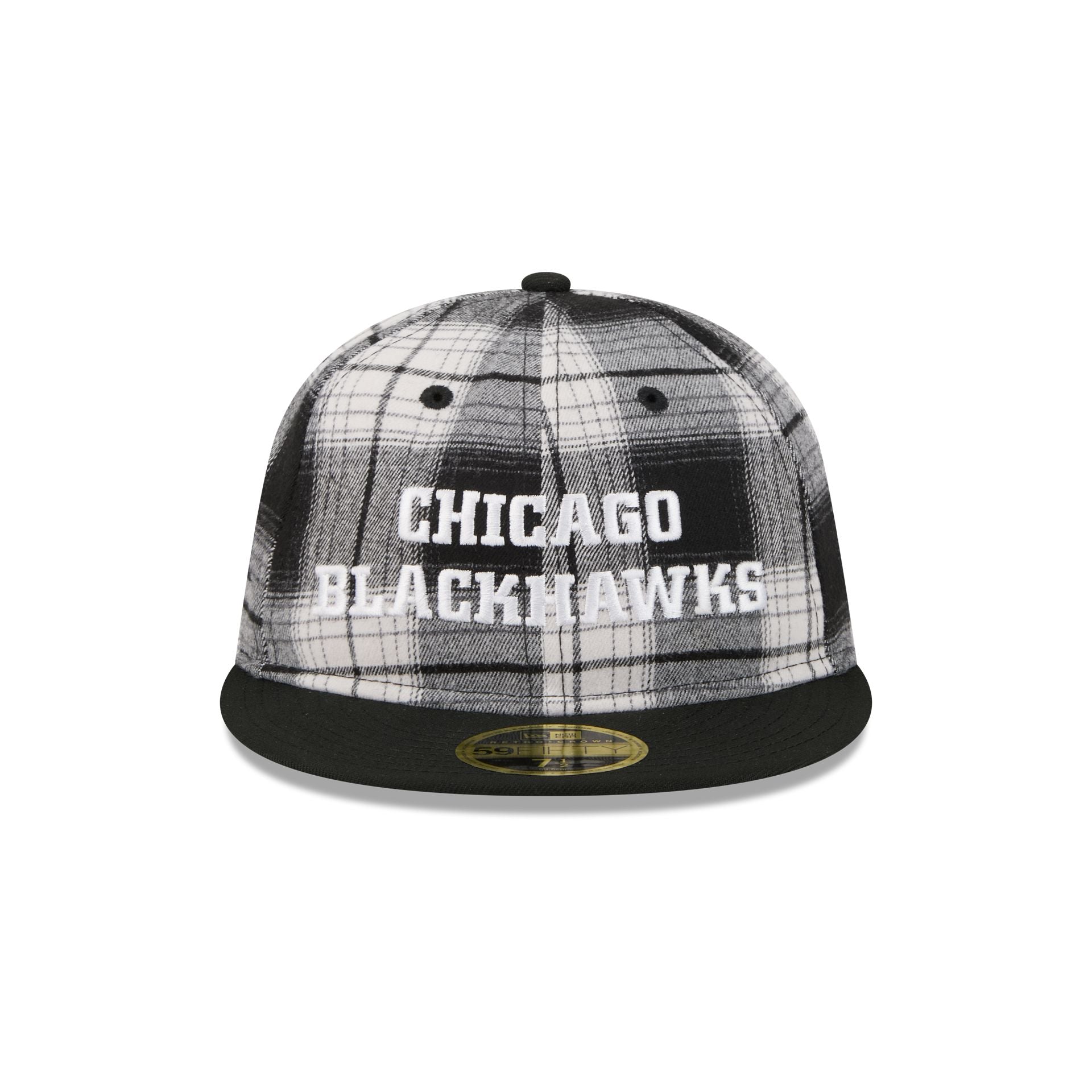 Chicago Blackhawks Grunge Plaid Retro Crown 59FIFTY Fitted Hat