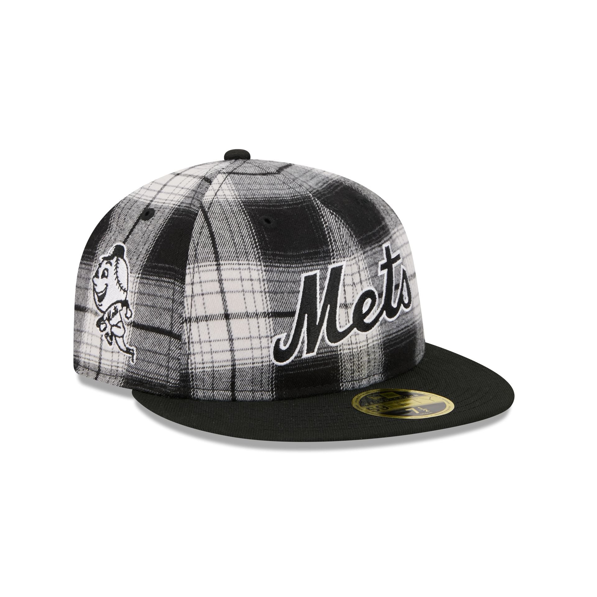 New York Mets Grunge Plaid Retro Crown 59FIFTY Fitted Hat