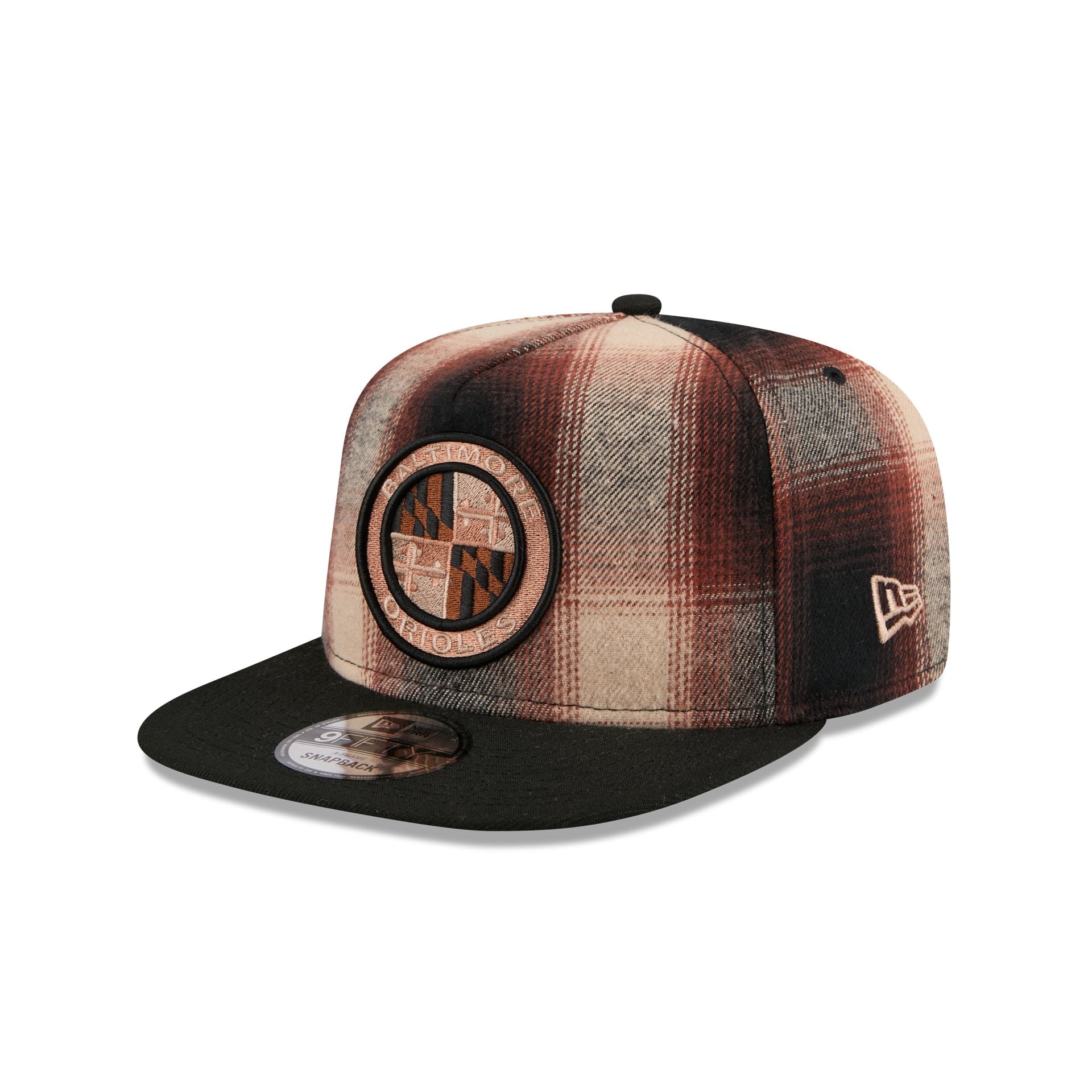 Baltimore Orioles Grunge Plaid 9FIFTY A-Frame Adjustable Hat