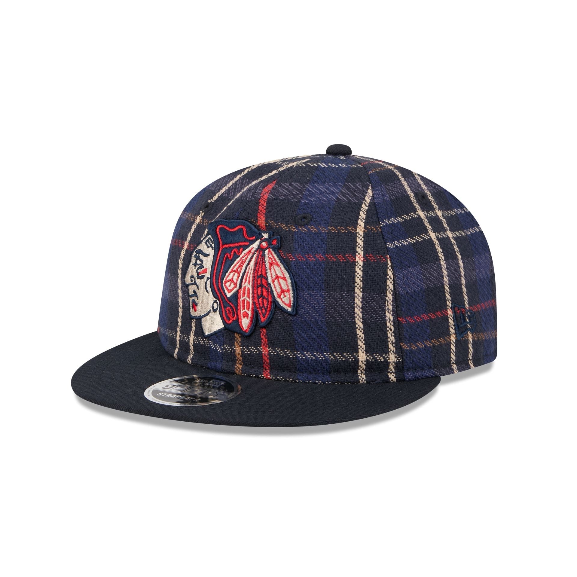 Chicago Blackhawks Grunge Plaid Retro Crown 9FIFTY Adjustable Hat