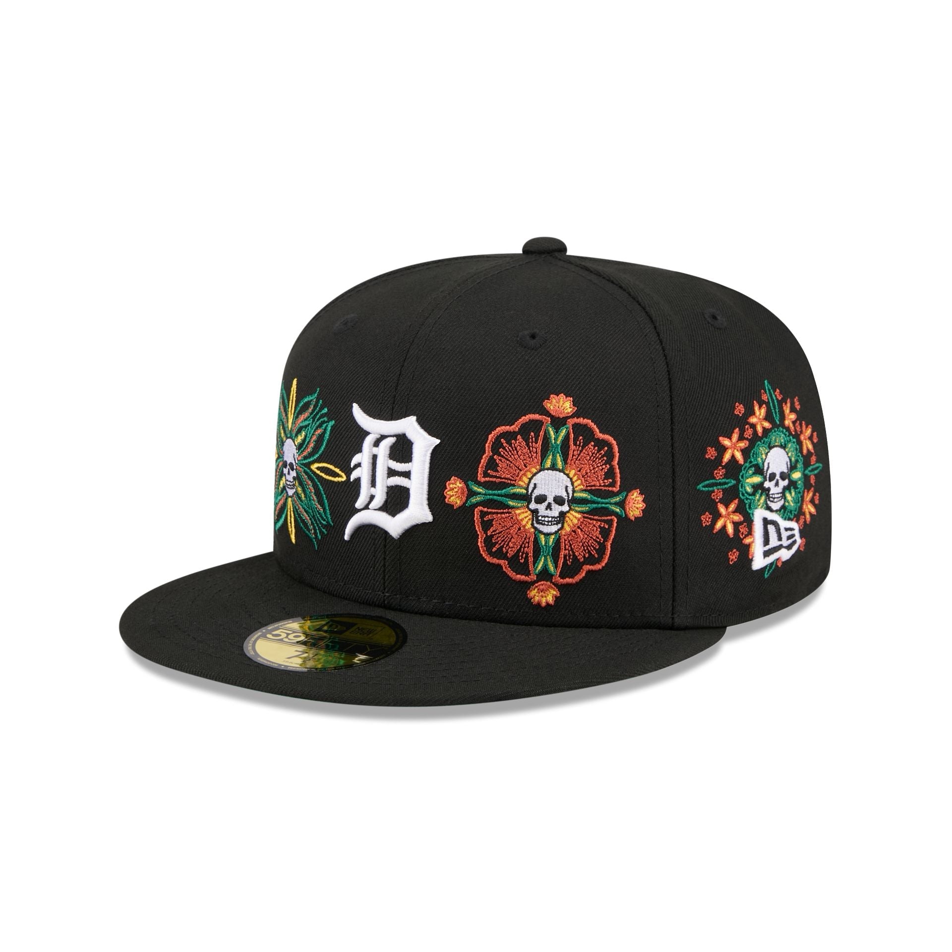 Detroit Tigers Day of the Dead Skull & Flowers 59FIFTY Fitted Hat