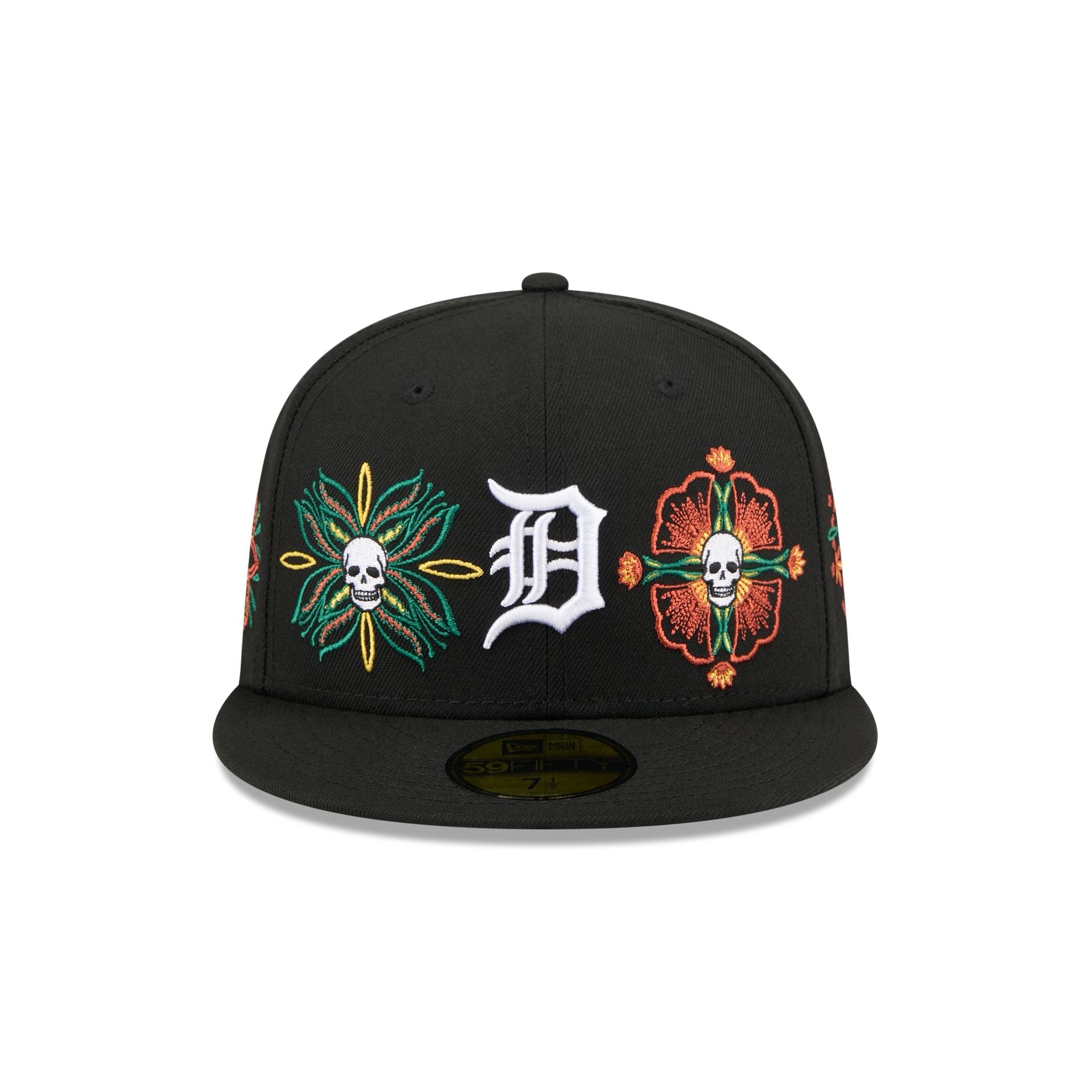 Detroit Tigers Day of the Dead Skull & Flowers 59FIFTY Fitted Hat