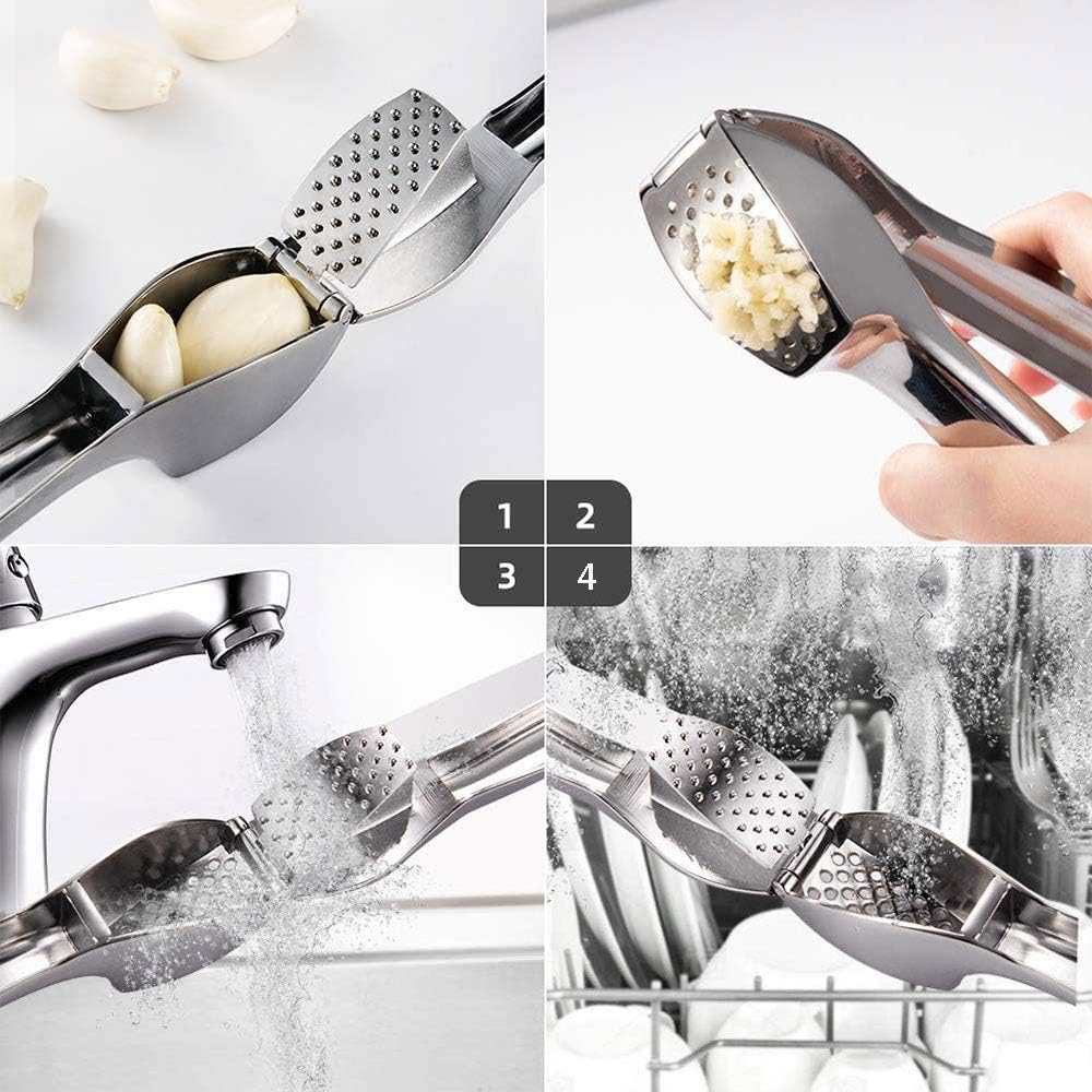 Kitchen Premium Garlic Press Stainless Steel Garlic Crusher Press Easy to Use Food Helper
