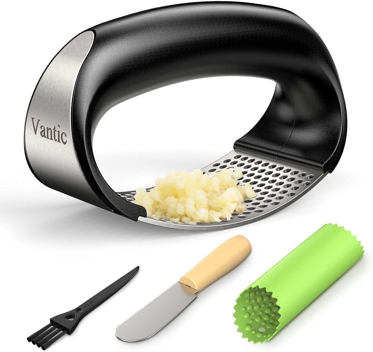 Vantic Garlic Press Rocker - Stainless Steel Garlic Mincer Garlic Crusher, New Innovative Garlic Chopper with Peeler and Scraper for Smash Garlic…