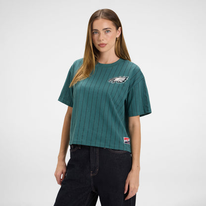 Buffalo Bills Throwback Women's Cropped Pinstripe T-Shirt