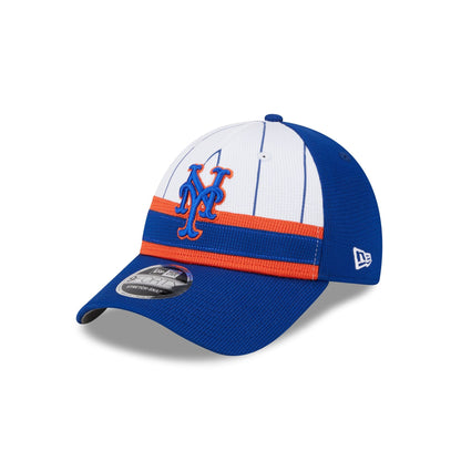 New York Mets 2025 Batting Practice Pinstripe 9FORTY Stretch-Snap Hat