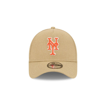 New York Mets Logo Essentials Khaki 9FORTY A-Frame Snapback Hat