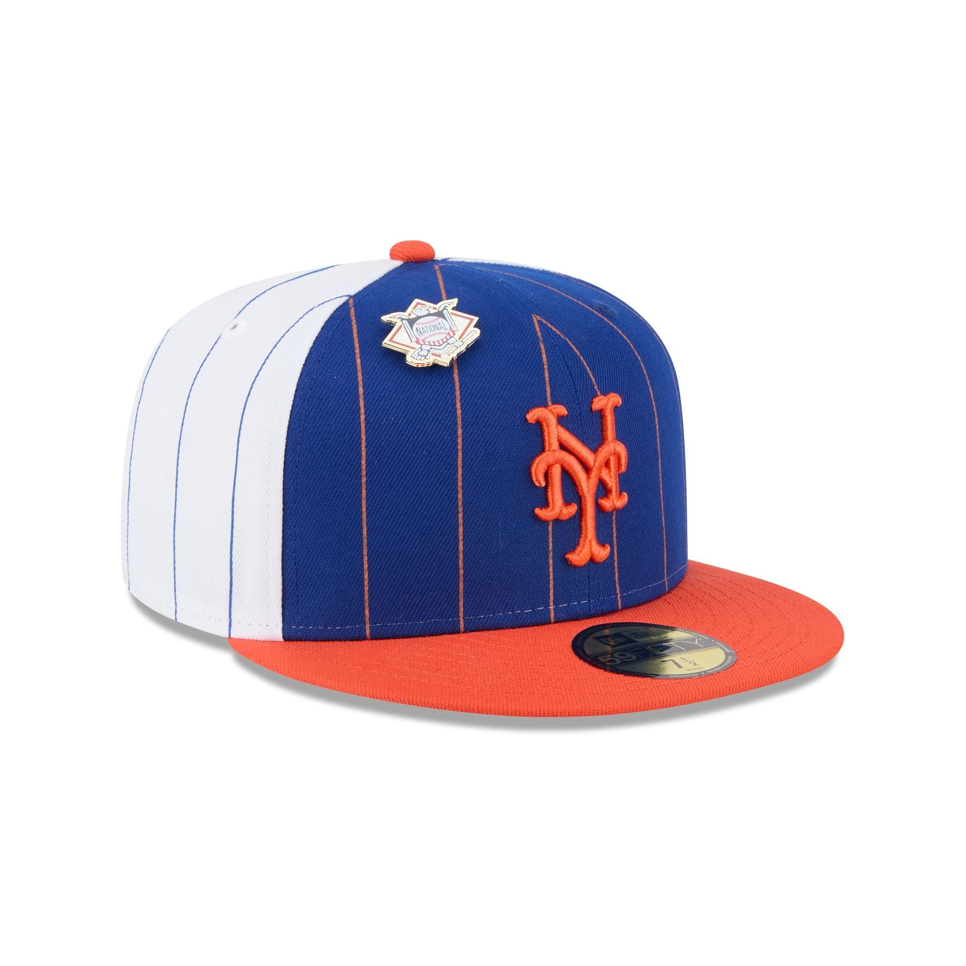 New York Mets Pinstripe League Pin 59FIFTY Fitted Hat