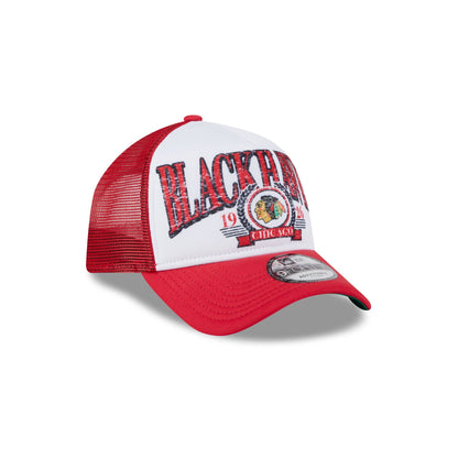 Chicago Blackhawks Distressed 9FORTY A-Frame Trucker Hat