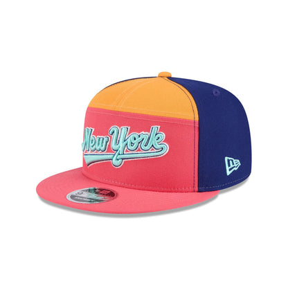 New York Mets Coral Split Panel 9FIFTY Snapback Hat
