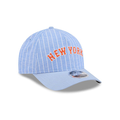 New York Mets Pinstripe Linen 9FORTY M-Crown A-Frame Snapback Hat