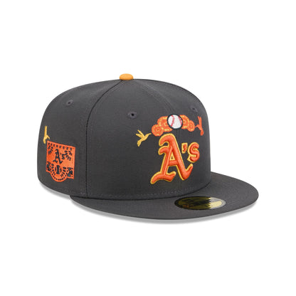 Athletics Day of the Dead Graphite 59FIFTY Fitted Hat