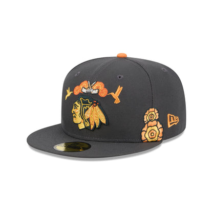 Chicago Blackhawks Day of the Dead Graphite 59FIFTY Fitted Hat