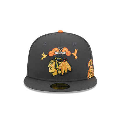 Chicago Blackhawks Day of the Dead Graphite 59FIFTY Fitted Hat