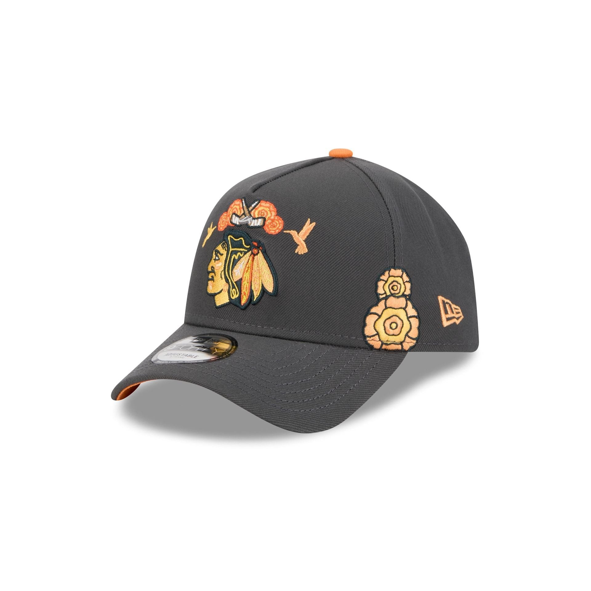 Chicago Blackhawks Day of the Dead Graphite 9FORTY A-Frame Snapback Hat