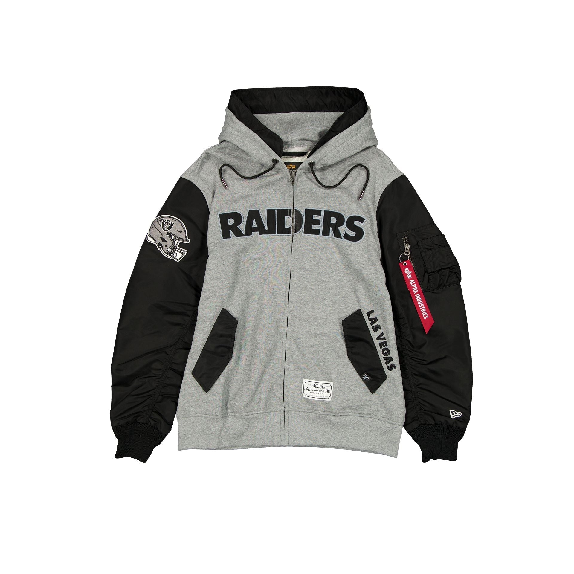 Alpha Industries x Las Vegas Raiders Gray MA-1 Full Zip Fleece Jacket
