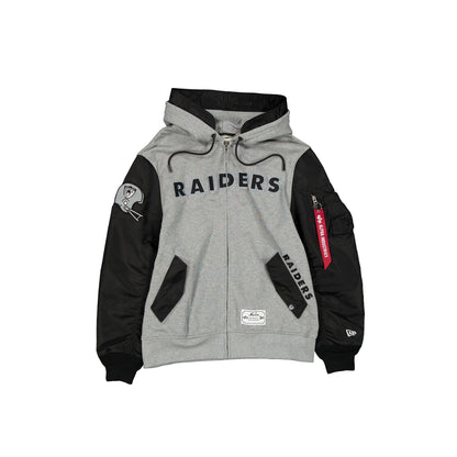 Alpha Industries x Las Vegas Raiders Historic Gray MA-1 Full Zip Fleece Jacket