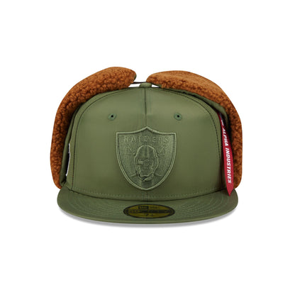 Alpha Industries x Las Vegas Raiders Olive Green Dog Ear 59FIFTY Fitted Hat