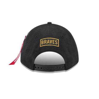 Alpha Industries x Atlanta Braves Black 9FORTY M-Crown A-Frame Snapback Hat