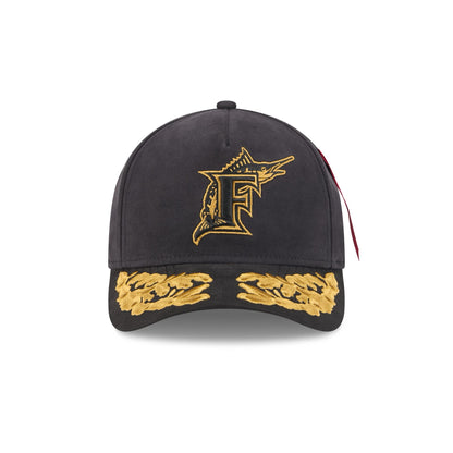 Alpha Industries x Miami Marlins Black 9FORTY M-Crown A-Frame Snapback Hat