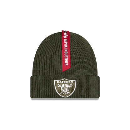 Alpha Industries x Las Vegas Raiders Olive Green Cuff Knit Hat