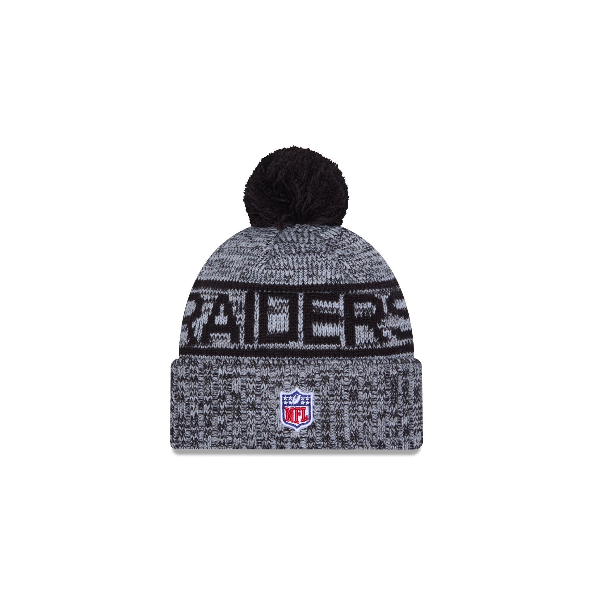 Las Vegas Raiders 2025 Sideline Cold Weather Kids Pom Knit Hat