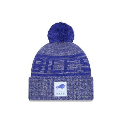Buffalo Bills 2025 Sideline Cold Weather Gray Pom Knit Hat