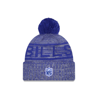 Buffalo Bills 2025 Sideline Cold Weather Gray Pom Knit Hat