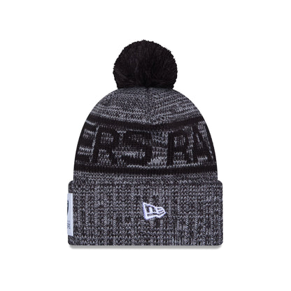 Las Vegas Raiders 2025 Sideline Cold Weather Gray Pom Knit Hat