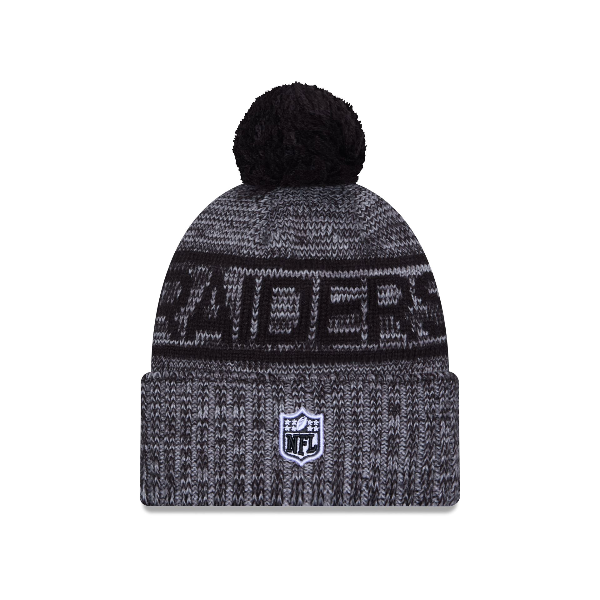 Las Vegas Raiders 2025 Sideline Cold Weather Gray Pom Knit Hat