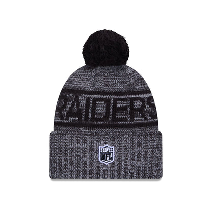 Las Vegas Raiders 2025 Sideline Cold Weather Gray Pom Knit Hat
