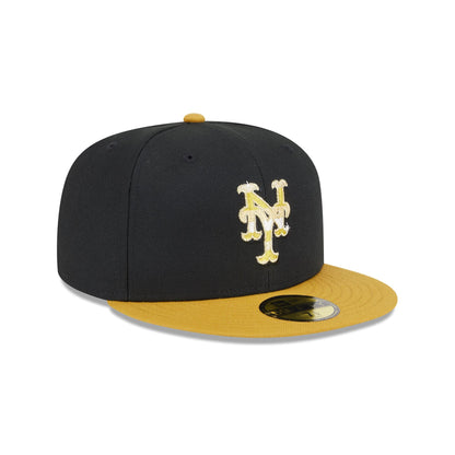 New York Mets Metallic Gold Logo 59FIFTY Fitted Hat