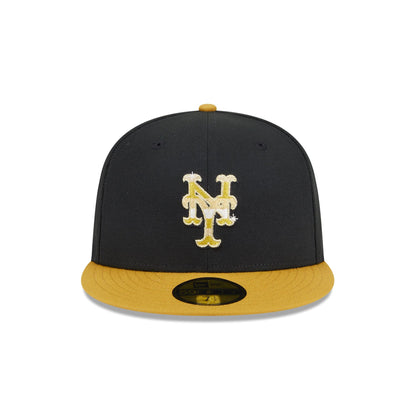 New York Mets Metallic Gold Logo 59FIFTY Fitted Hat