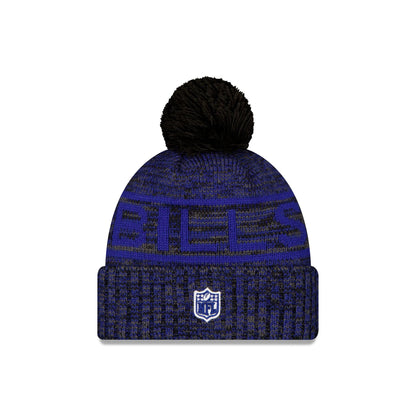 Buffalo Bills 2025 Sideline Cold Weather Black Pom Knit Hat