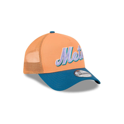 New York Mets Orange Glaze 9FORTY A-Frame Trucker Hat