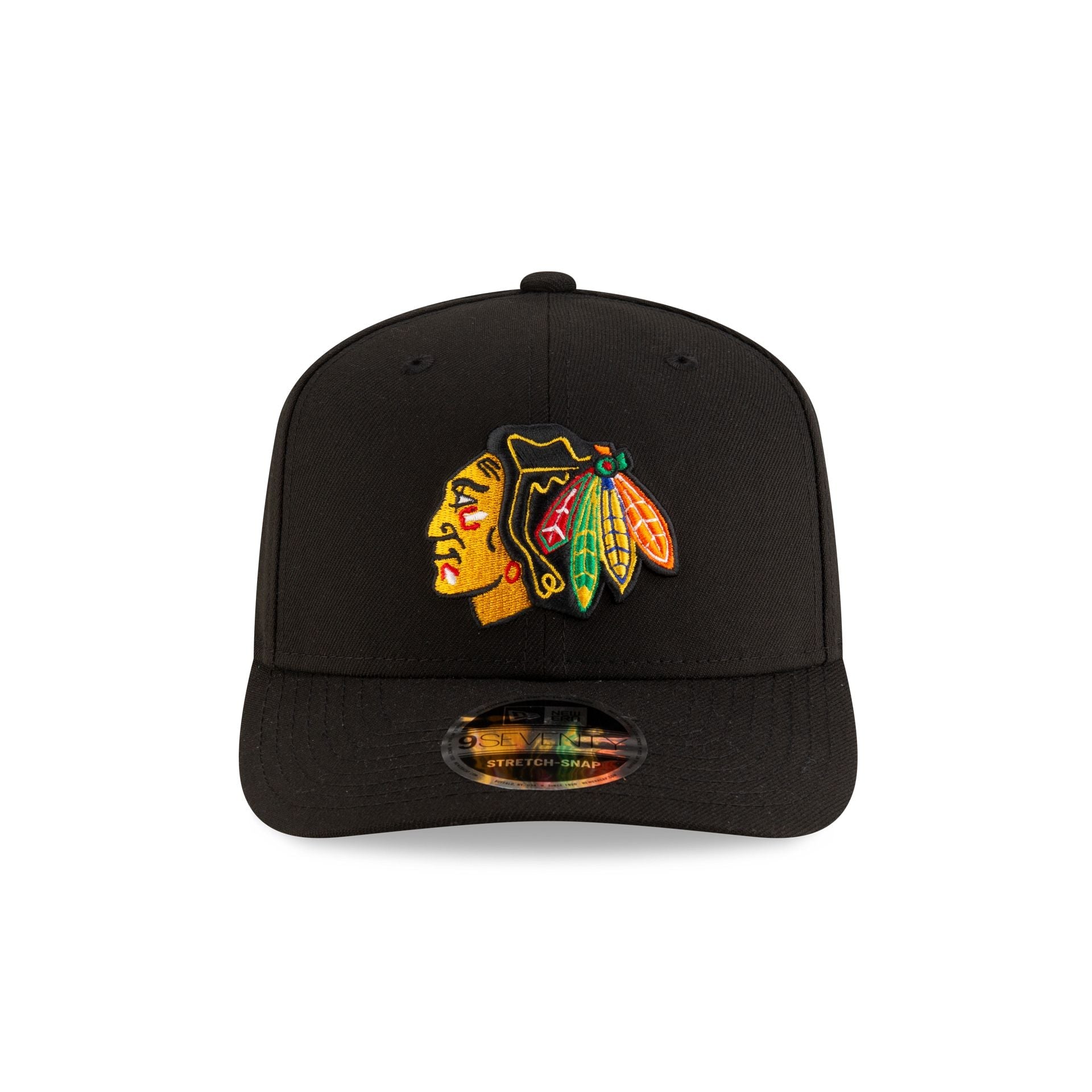 Chicago Blackhawks Team Black 9SEVENTY Stretch-Snap Hat
