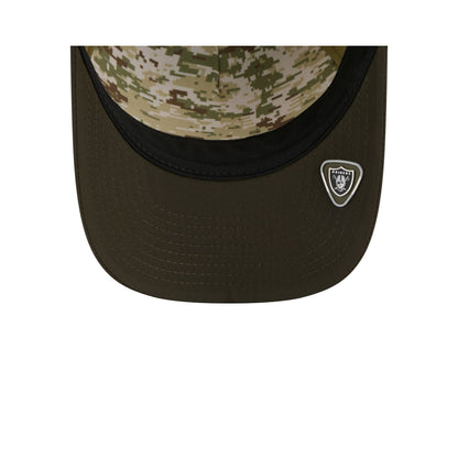 Las Vegas Raiders 2025 Salute to Service 9FORTY M-Crown A-Frame Trucker Hat