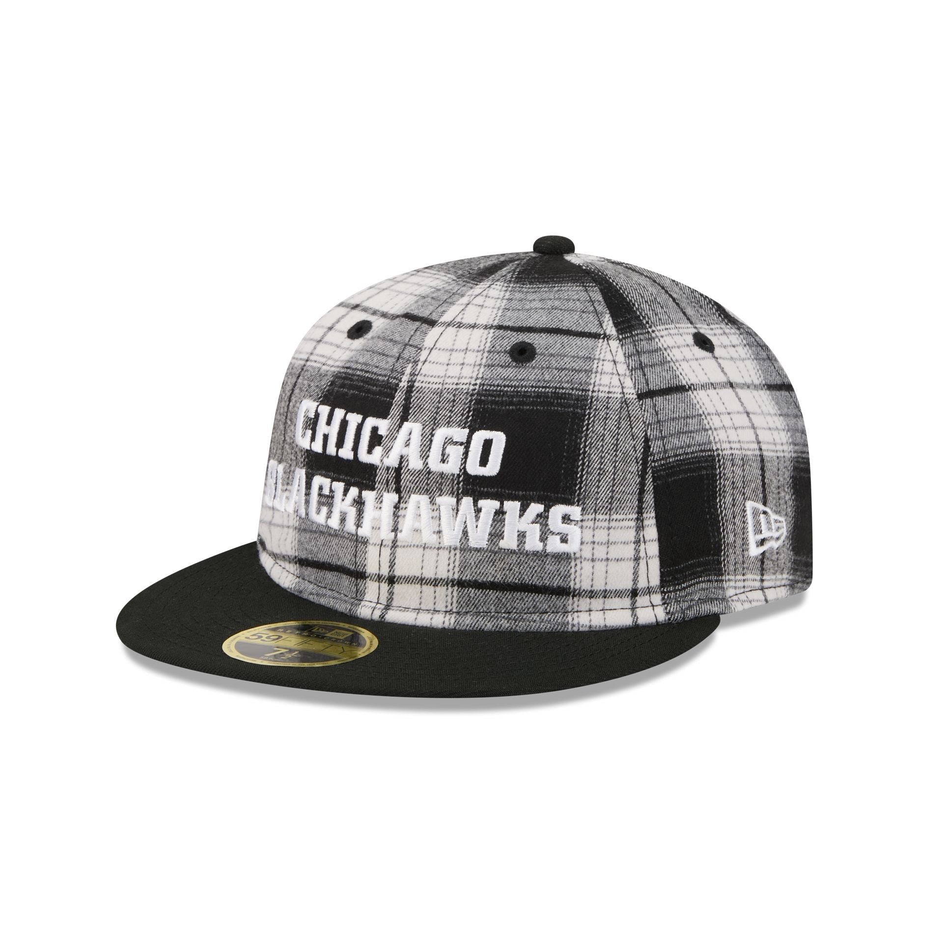 Chicago Blackhawks Grunge Plaid Retro Crown 59FIFTY Fitted Hat